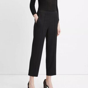 New Vince Italian Flannel Wool Blend Mid-Rise Easy Pull-On Pant in Black size XS